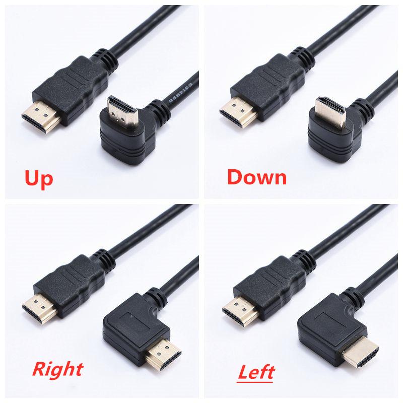 Ngắn 90 độ Trái phải LÊN Góc xuống Cáp tương thích HDMI Đôi Đường dây HDTV Đực sang Đực M/M HD-cáp Dây 0,5m