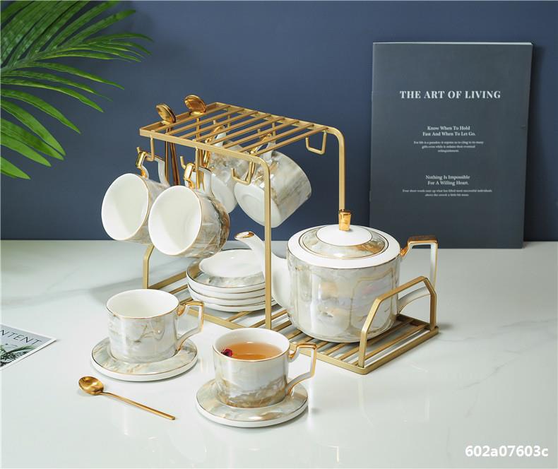 Bộ Ly Hoa Văn Đá Cẩm Thạch Phong Cách Châu Âu Cao Cấp LUXURY-0001 - Hàng Nhập Khẩu