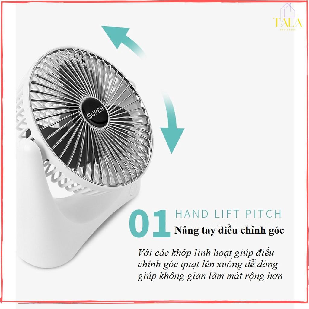 Quạt Để Bàn Tích Điện Super Fan Mini  - Công Suất Lớn, 3 Cấp Độ Gió Làm Mát Hiệu Quả - Có Thể Điều Chỉnh Hướng Gió