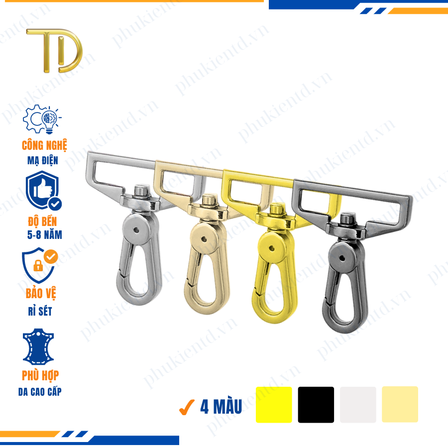 Móc càng cua túi xách,móc khóa càng cua túi xách,móc chó túi xách 38mm Mạ điện bền 5-8 năm