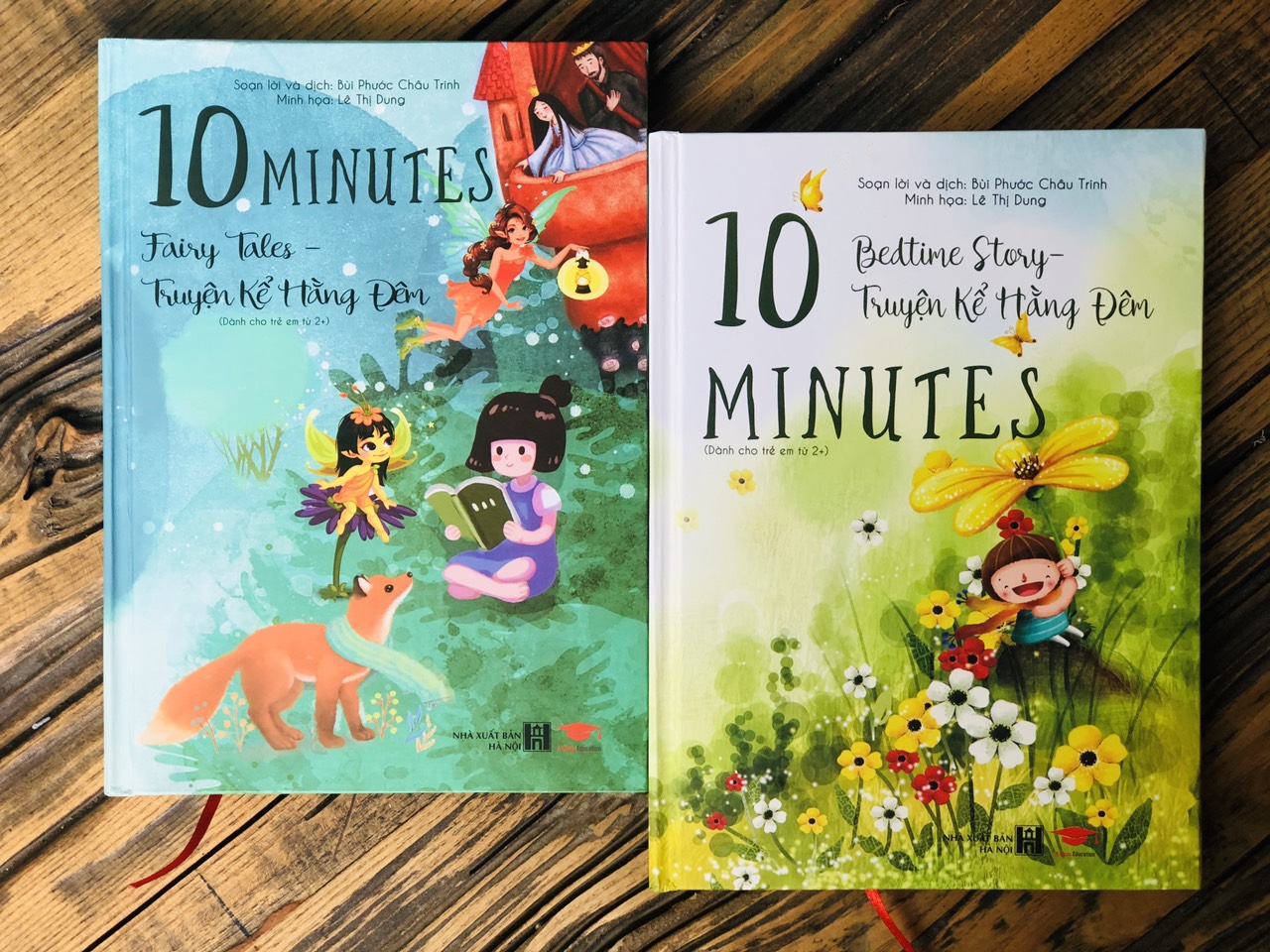 Sách truyện kể hàng đêm 10 minute fairy tales và  bedtime story tặng kèm file nghe - bìa cứng, in màu, song ngữ anh việt