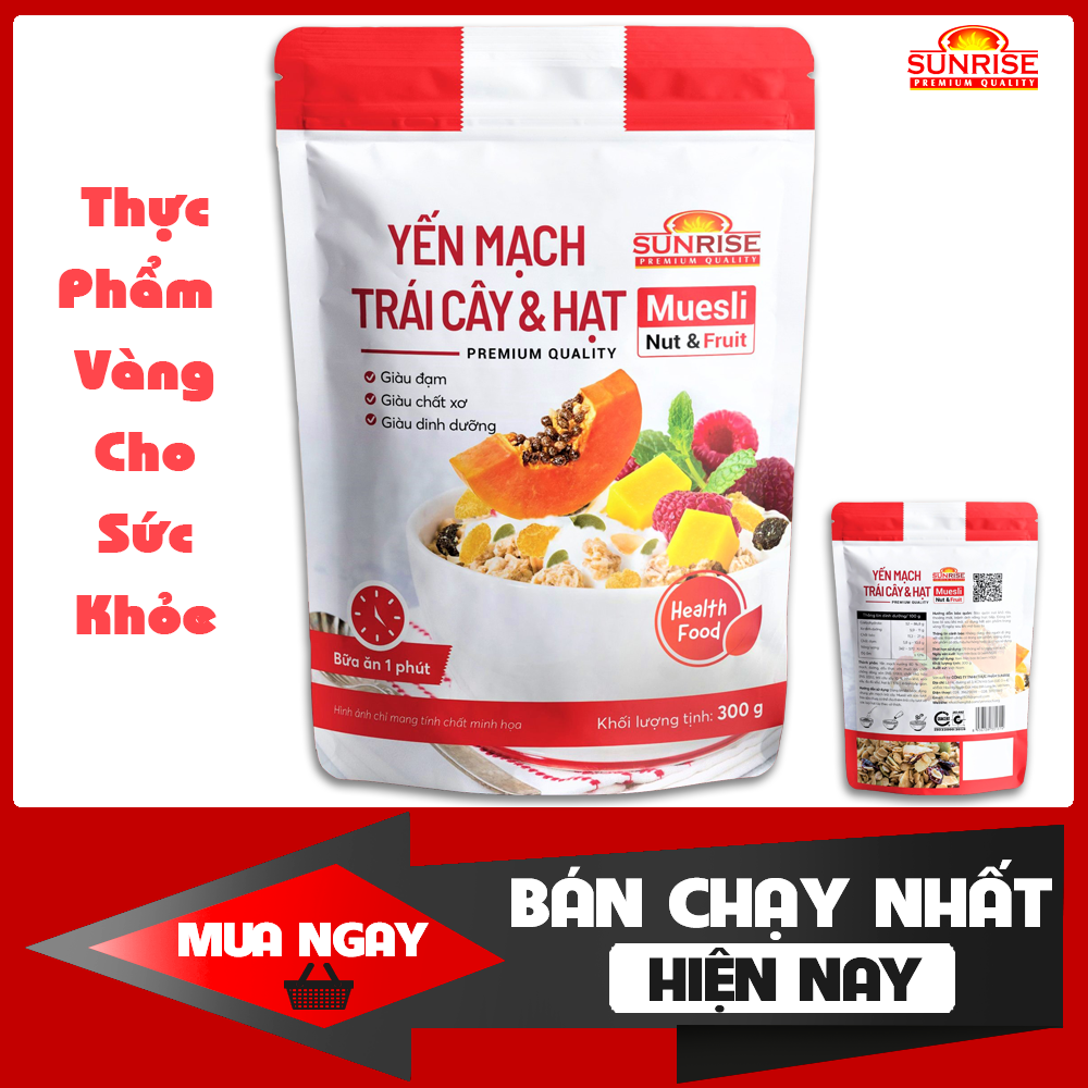 Ngũ cốc Muesli Sunrise Nut And Fruit ăn kiêng giảm cân gói 300g