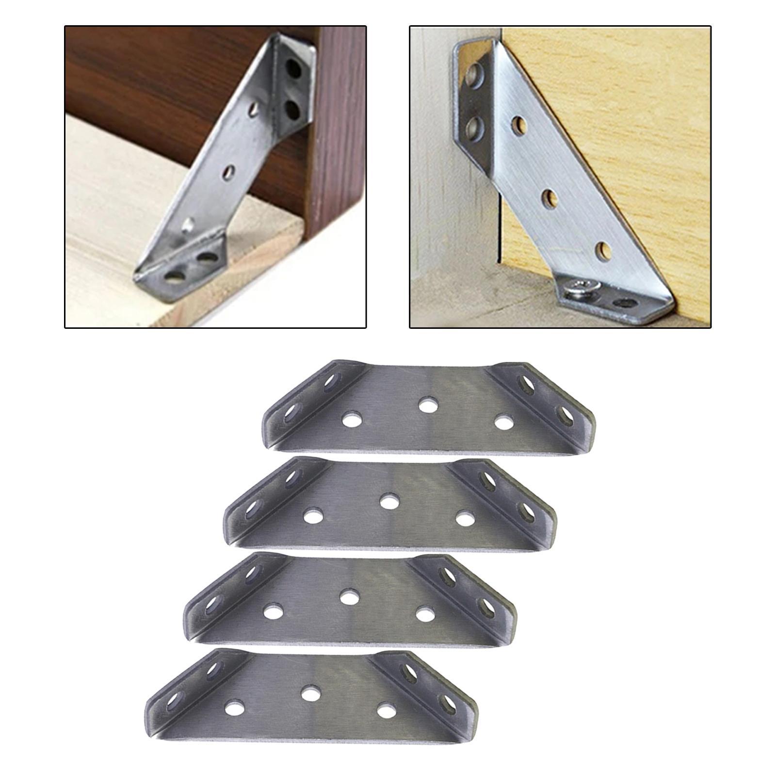 4x Stainless Steel Corner Joint, Furniture Corner Connector Fastener, Angle Corner Brackets for Shelf Window Table