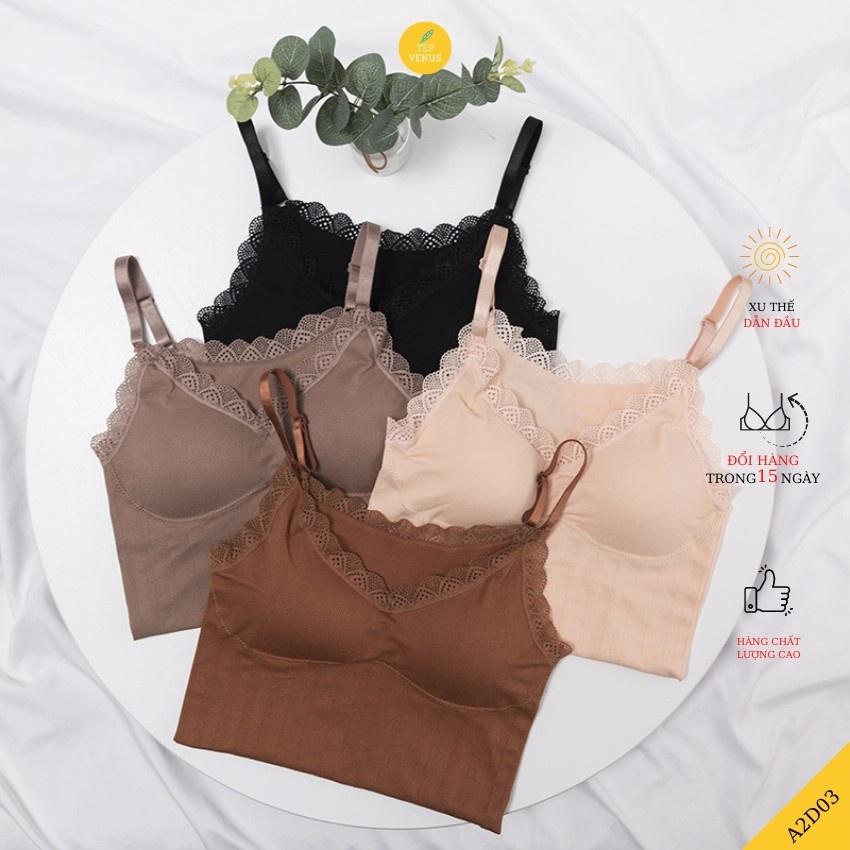 Áo Hai Dây Cotton Viền Ren Sexy - Mút Tháo Rời TEP FASHION A2D-VR02
