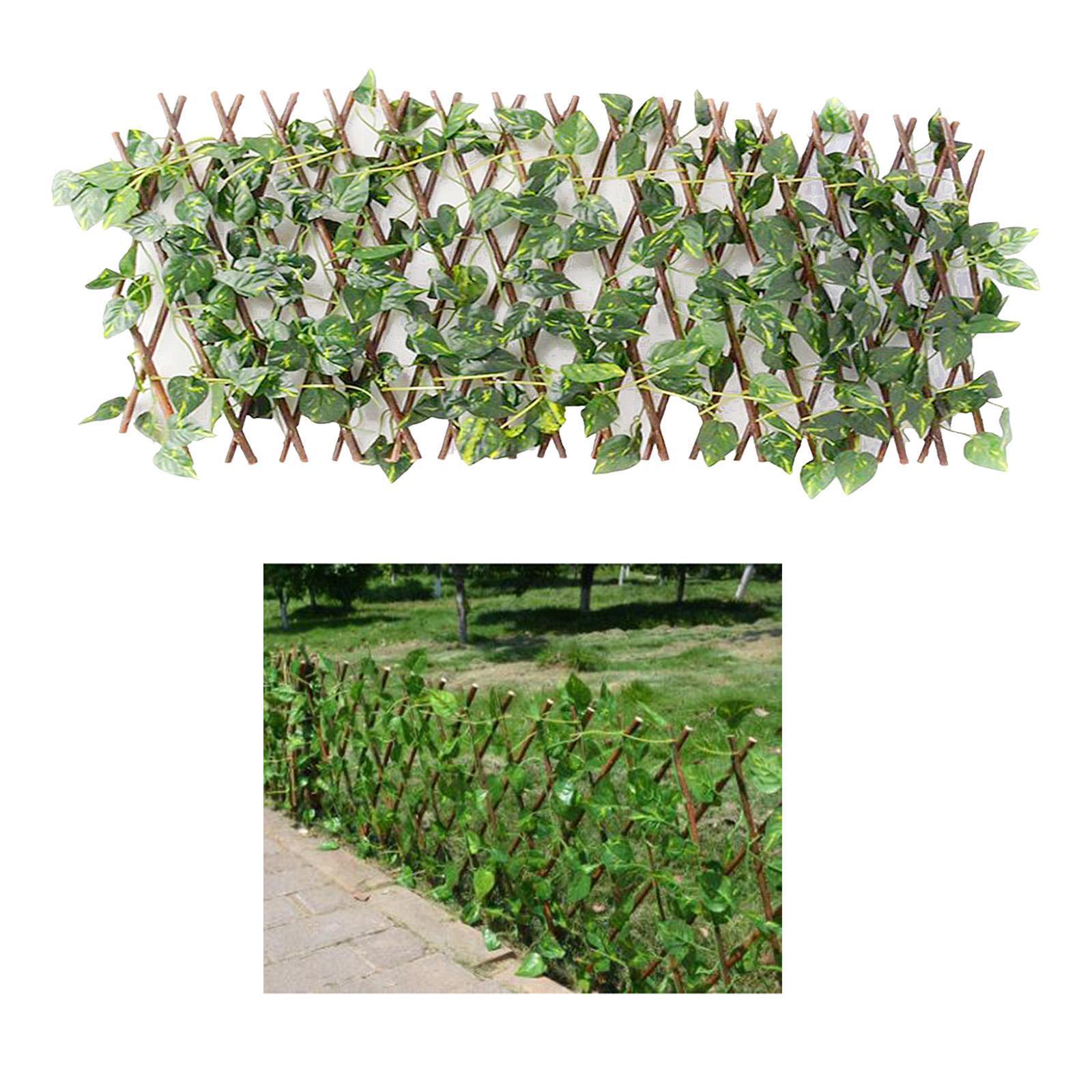Garden Fence Walls Screen Expandable Faux Wood Plant for Home Garden Outdoor