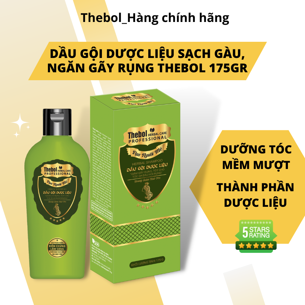 Dầu gội dược liệu Thebol 175gr chiết xuất từ dược liệu sạch thành phần thảo mộc giảm gãy rụng sạch gàu giúp mọc tóc mềm mượt