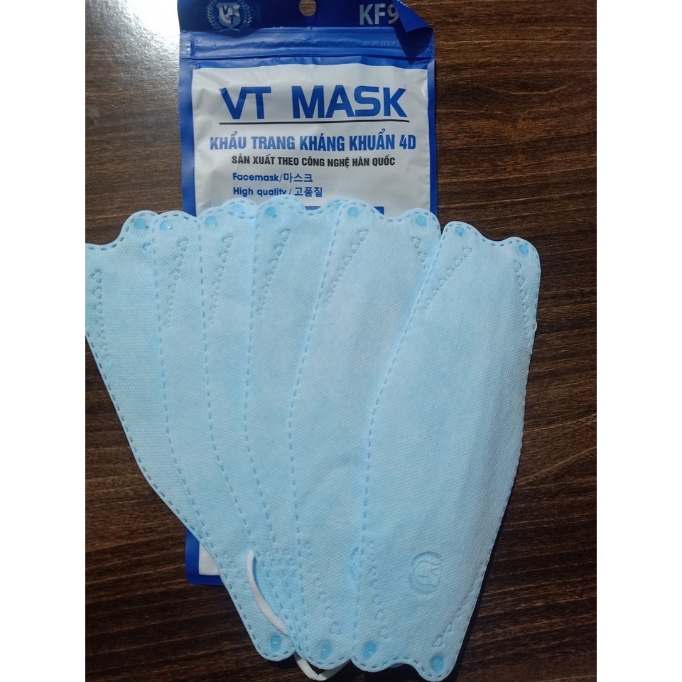 Combo 10 túi ( 100 cái ) khẩu trang 4D  VT MASK  KF94 , công nghệ dập Hàn , thiết kế ôm sát , dây đeo đàn hồi cao , bộ lọc 4 lớp