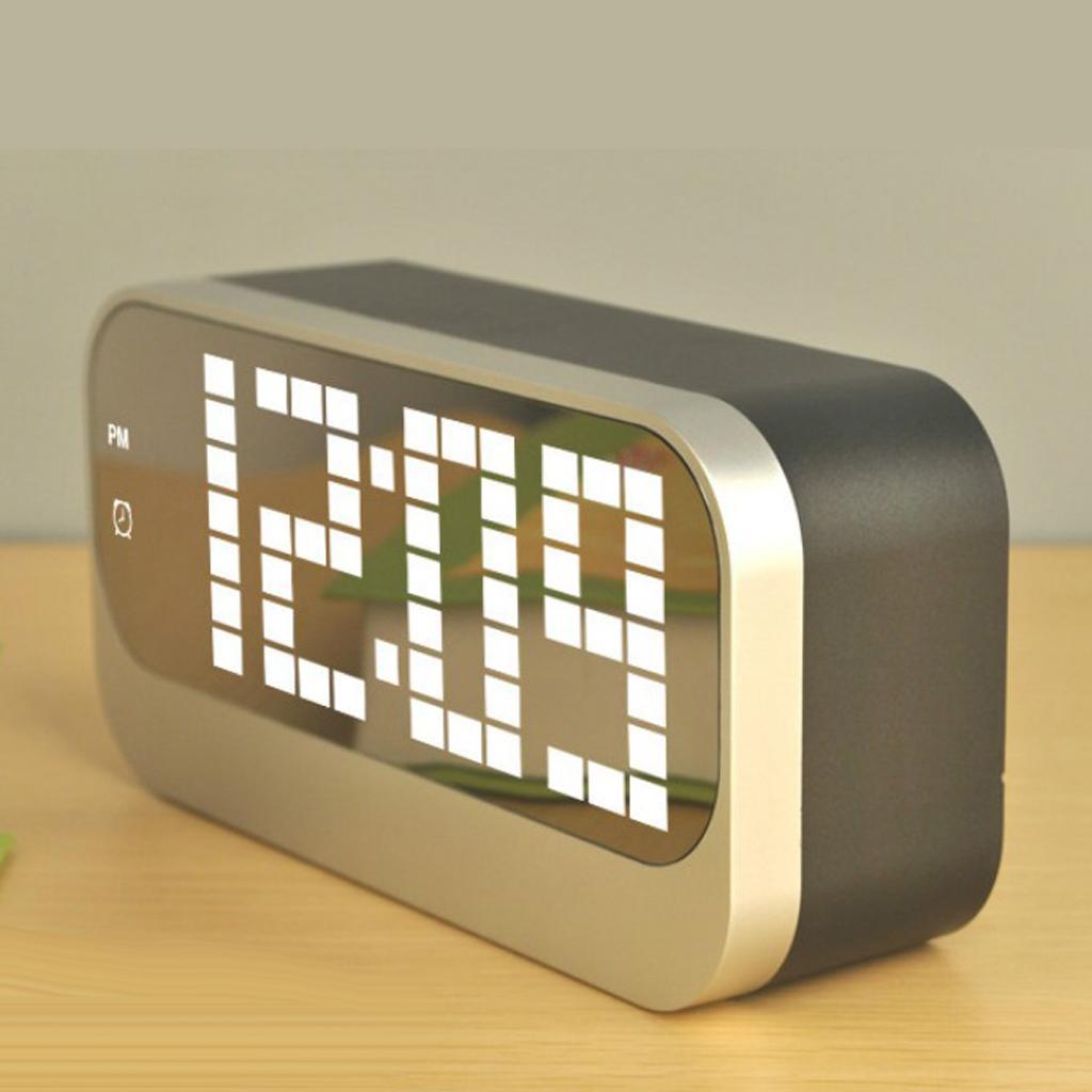 2Pcs LED Desk Alarm Clock - Time Snooze Mirror Temp Calendar Night Mode