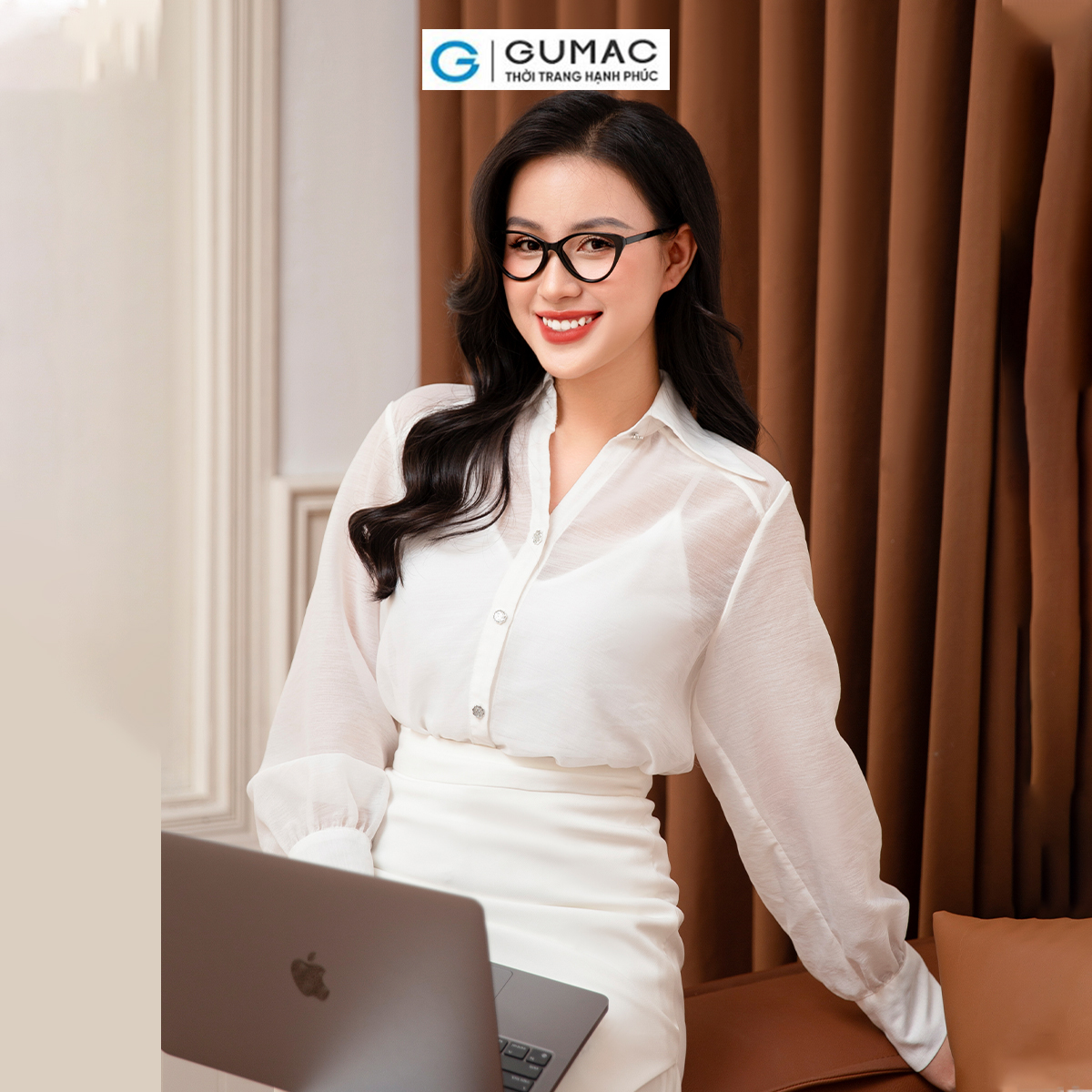 Áo sơ mi cách điệu thời trang GUMAC AD10029