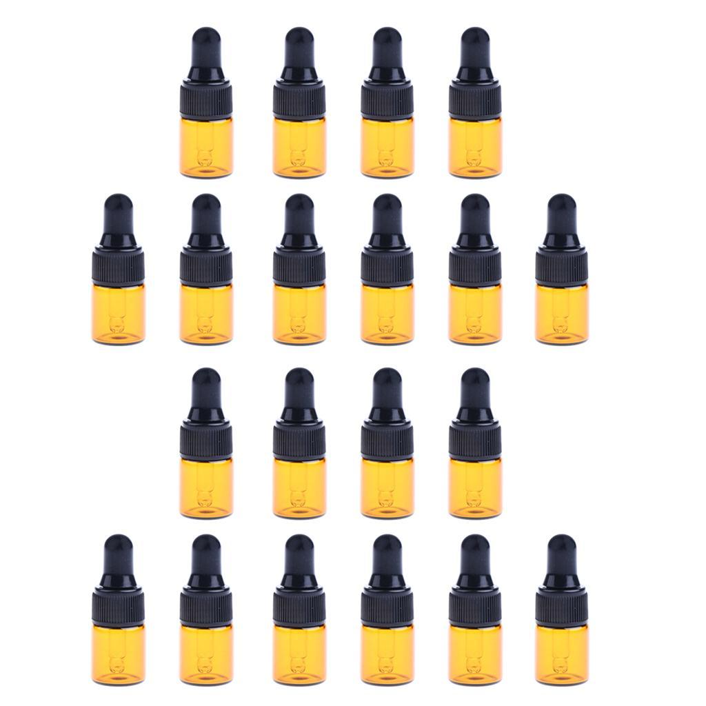 40 Pieces Mini Refillable Glass Dropper Bottle for Essential Oils 1ml 3ml