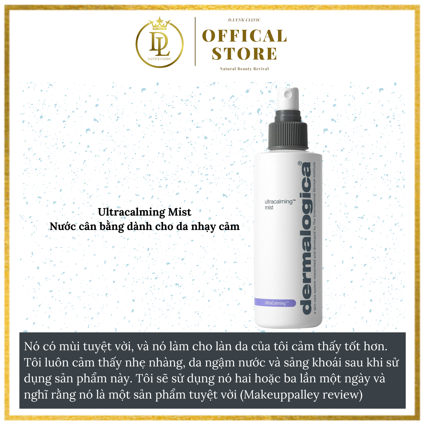 Nước hoa hồng/cân bằng làm dịu viêm sưng, mẫn đỏ, kích ứng da Dermalogica Ultracalming Mist