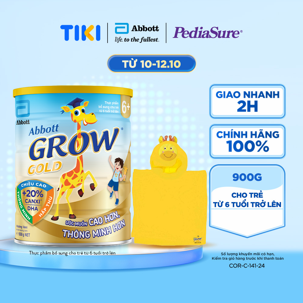 1 Lon Grow 6+ 850g tặng 01 Summer towel (Khăn choàng cho bé)