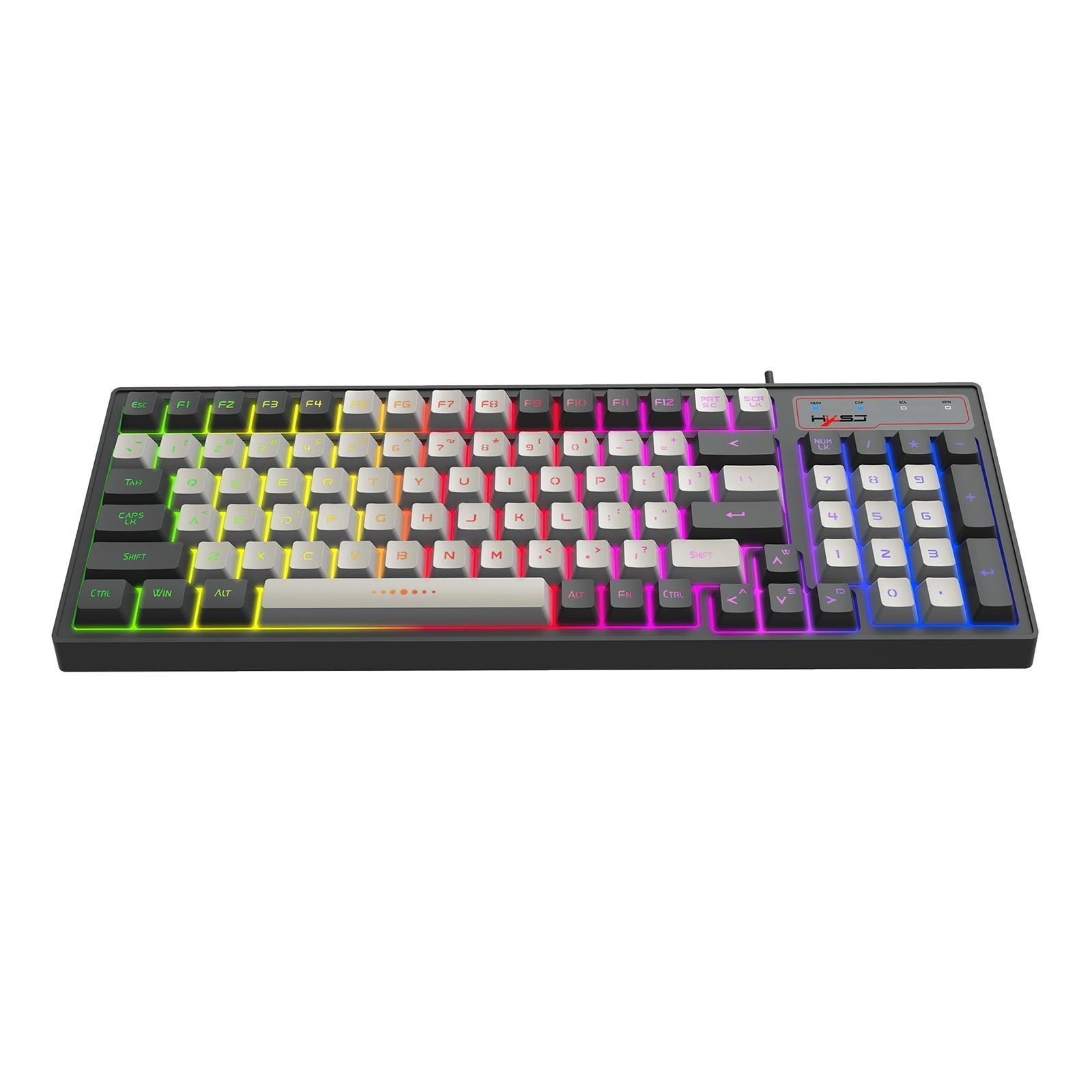 Compact 96 Keys Wired Mechanical Keyboard RGB Backlight Computer Keypad