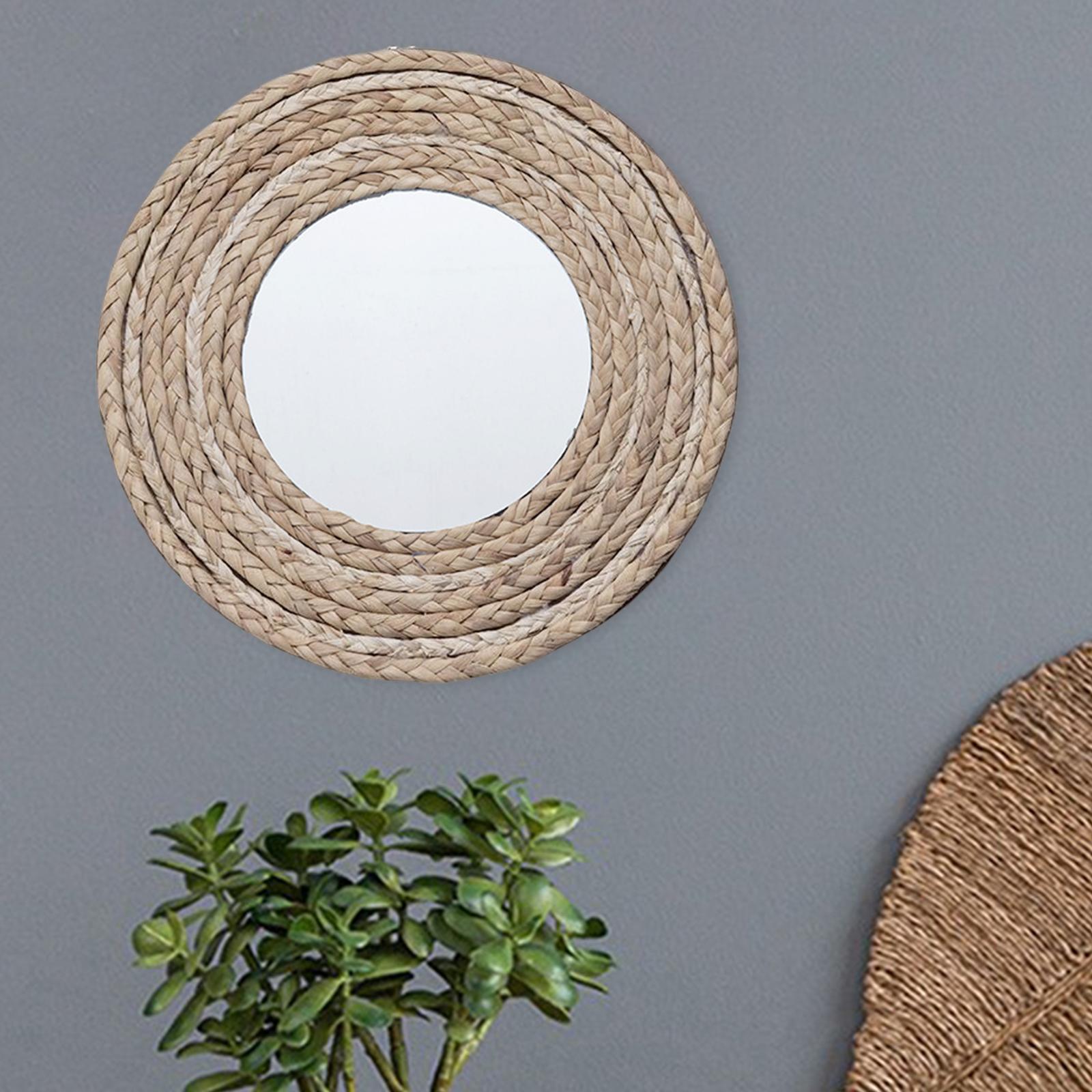 Hanging Wall Mirror,Art Ornament Beads Round Decorative Mirror,Art Ornament for Apartment Home Bedroom Living Room