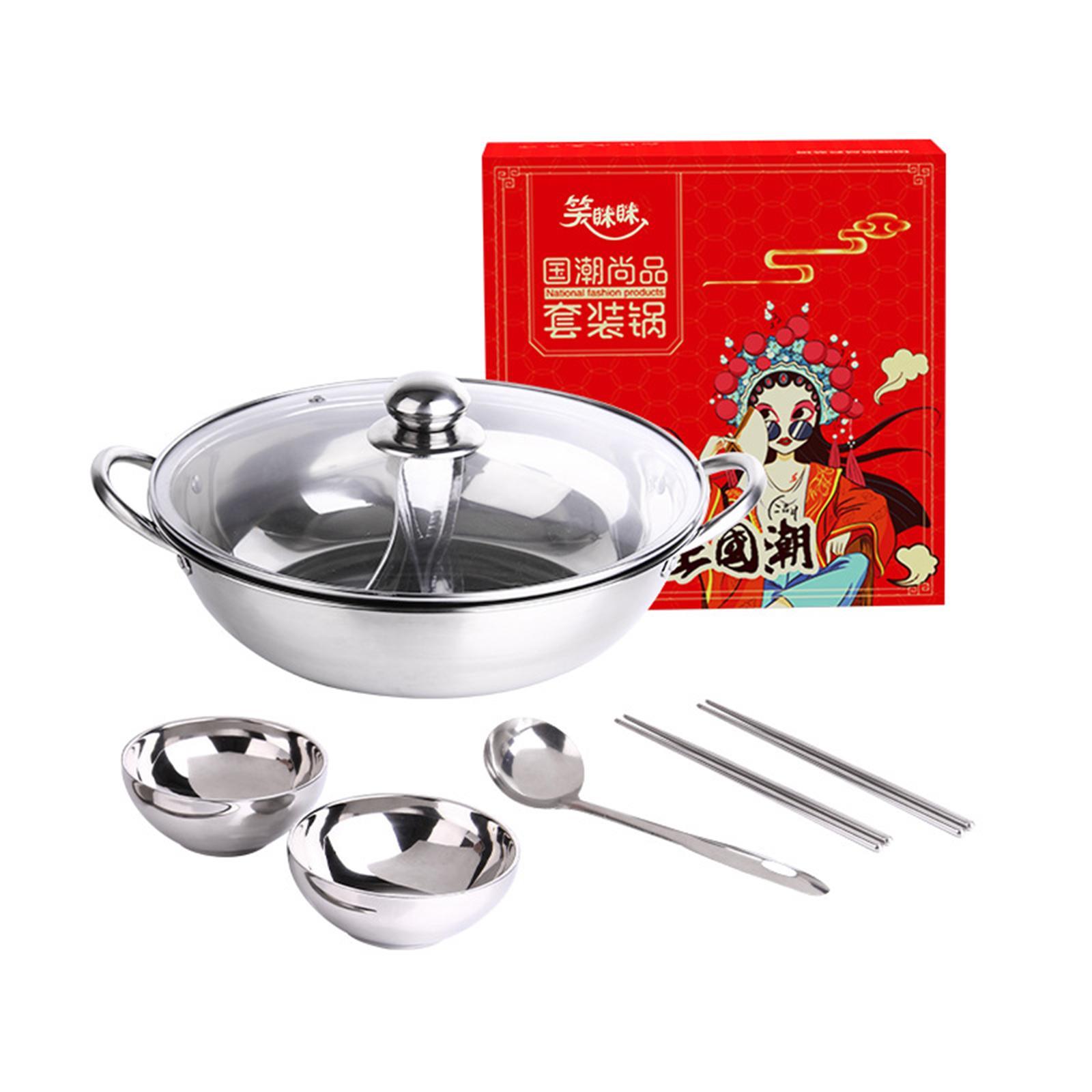Hot Pot Pan Cooker Cooking Pot Two Flavor Soup Pot Cookware Professional Dual Sided Soup Stockpot for Restaurant Household
