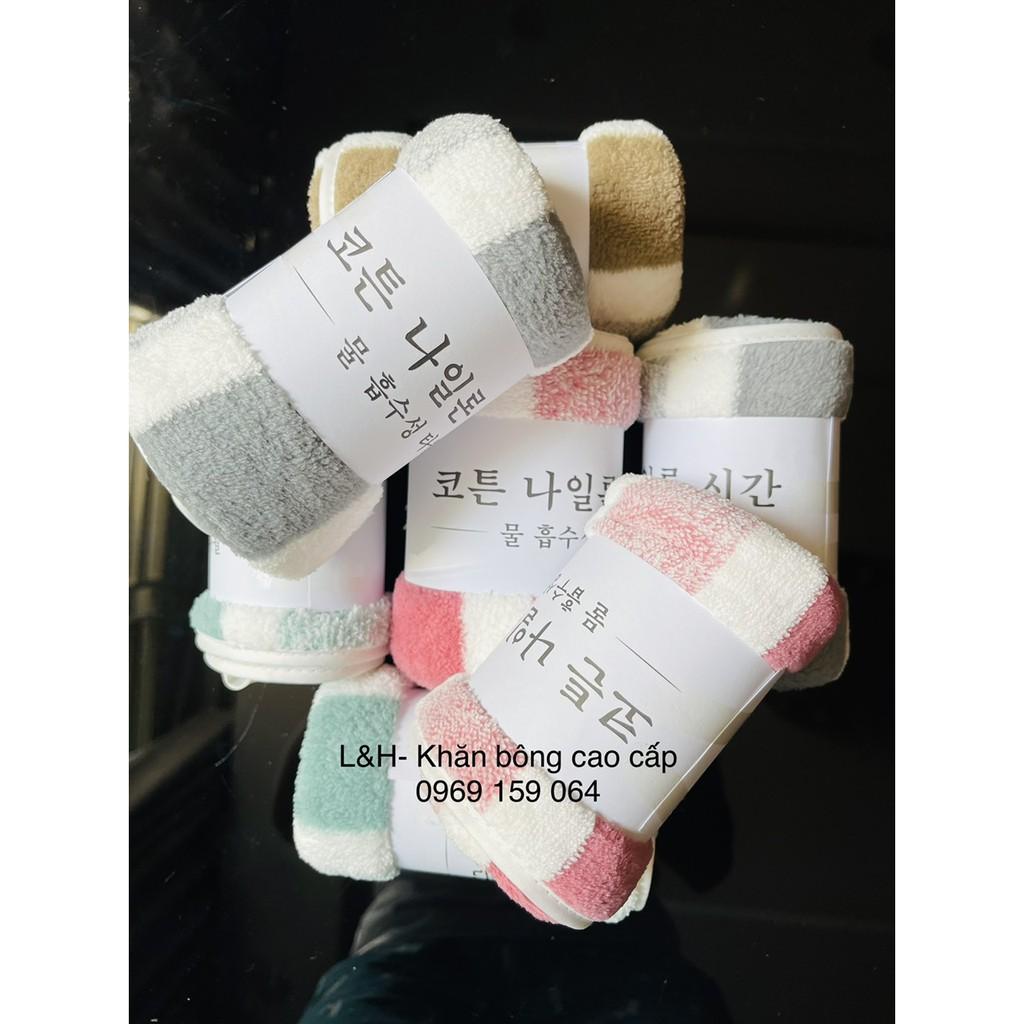 Khăn mặt lông cừu, kẻ mờ, KT 30x50cm