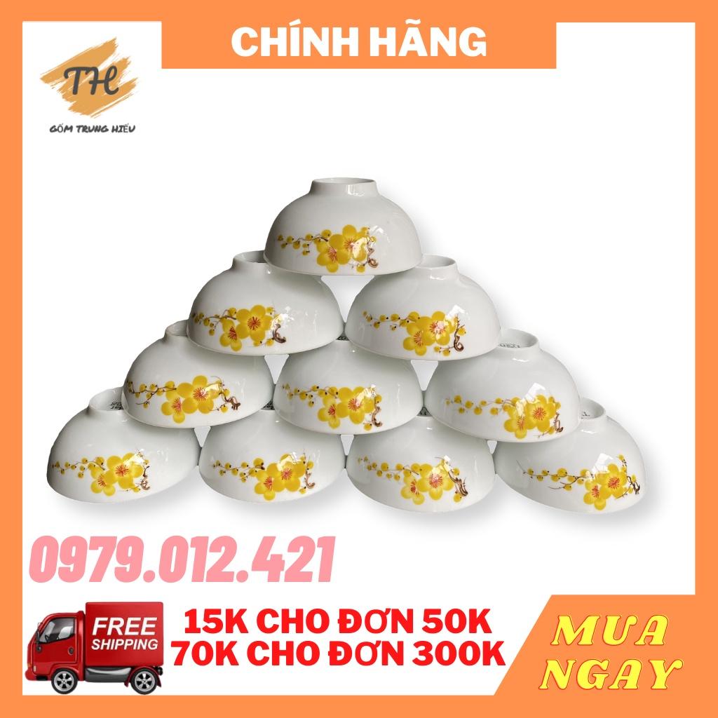 Bộ 10 chiếc Bát cơm Bát Tràng họa tiết Mai vàng