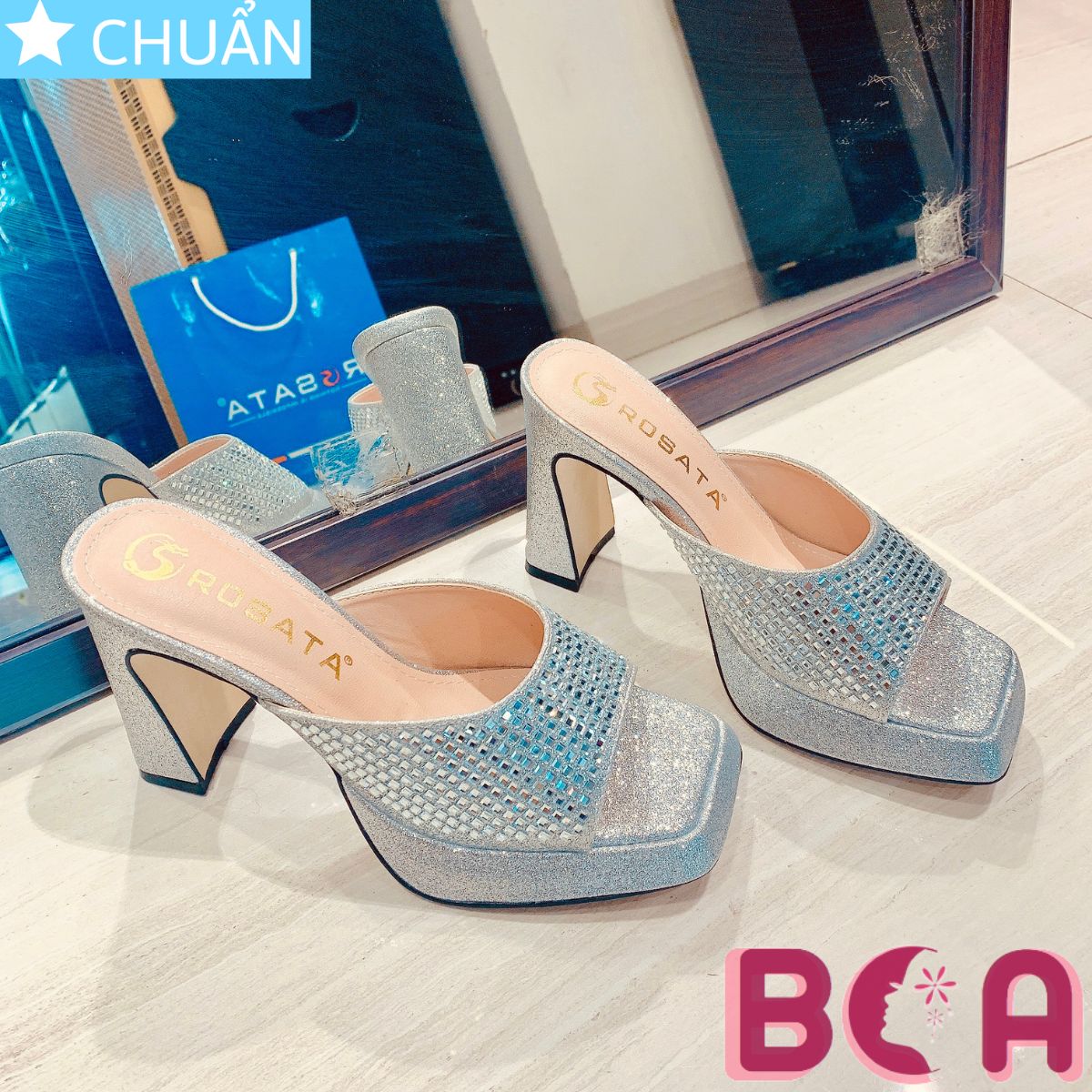 Sục nữ đi tiệc cao gót 8 phân RO638 ROSATA tại BCASHOP đính đá lấp lánh vừa sang vừa tôn dáng vừa tôn da, siêu xinh