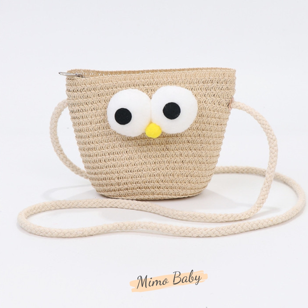 Túi cói đeo chéo họa tiết mắt chim dễ thương cho bé gái TC08 Mimo Baby