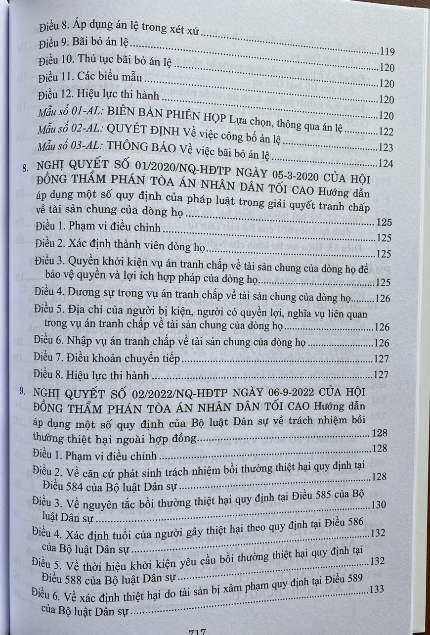 Hệ Thống Các Nghị Quyết Của Hội Đồng Thẩm Phán, Toà Án Nhân Dân Tối Cao Về Dân Sự Và Tố Tụng Dân Sự Từ Năm 1990 Đến 2023