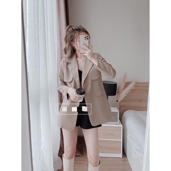 Áo Măng Tô 2 Lớp Kèm Dây Đai Xích, Áo Vest - Áo Blazer Kèm Dây Lưng Phối Xích / Size S-M / Cáo Hồng Sho