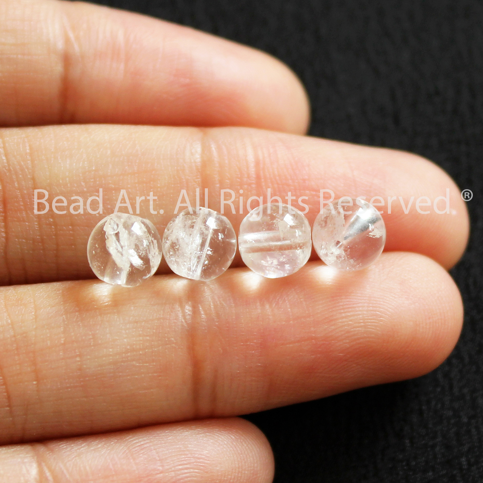 [3-5-10 Hạt] 6MM Đá Thạch Anh Trắng Vân Rạn Tự Nhiên, White Quartz, Đá Phối Vòng Tay Phong Thuỷ, Chuỗi Hạt, Trang Sức, Mệnh Kim, Thuỷ - Bead Art