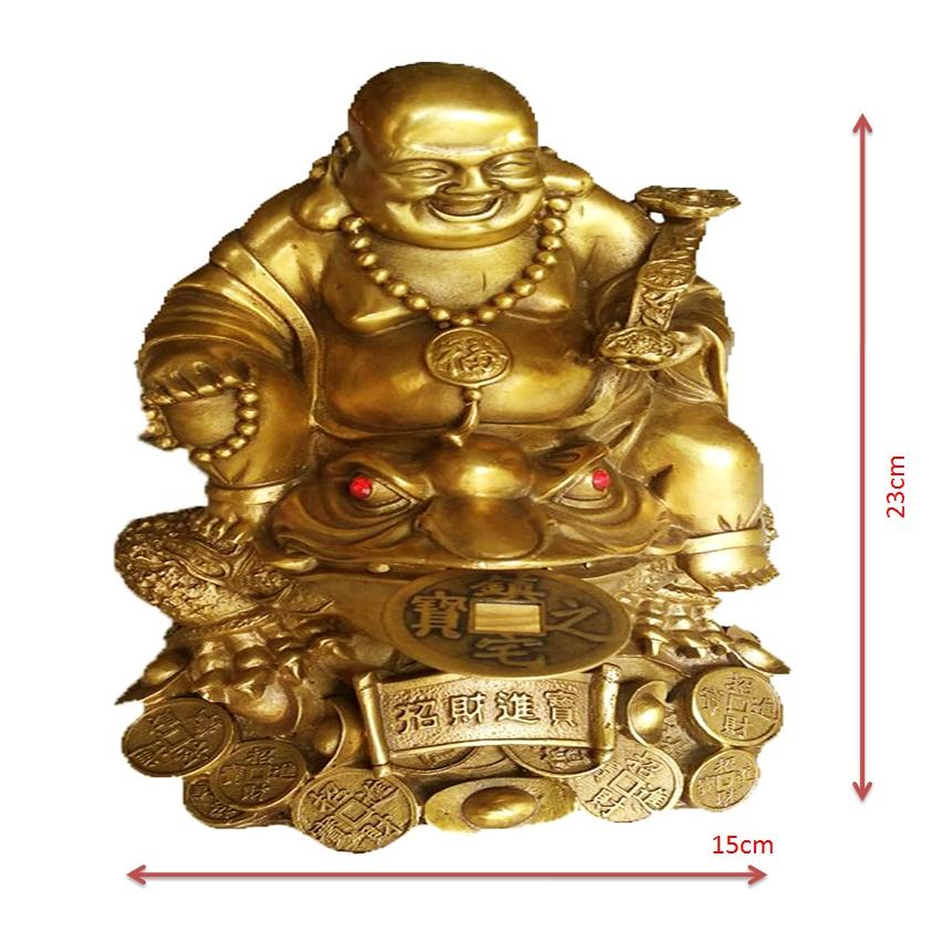 Tượng Di Lặc Cưỡi Thiềm Thừ cóc 3 chân bằng đồng thau