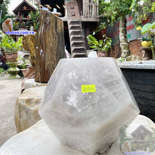 Quả cầu thạch anh 12 mặt giúp thu và phát năng lượng ra mọi hướng QC924 nặng 7.8kg kích thước 17x11