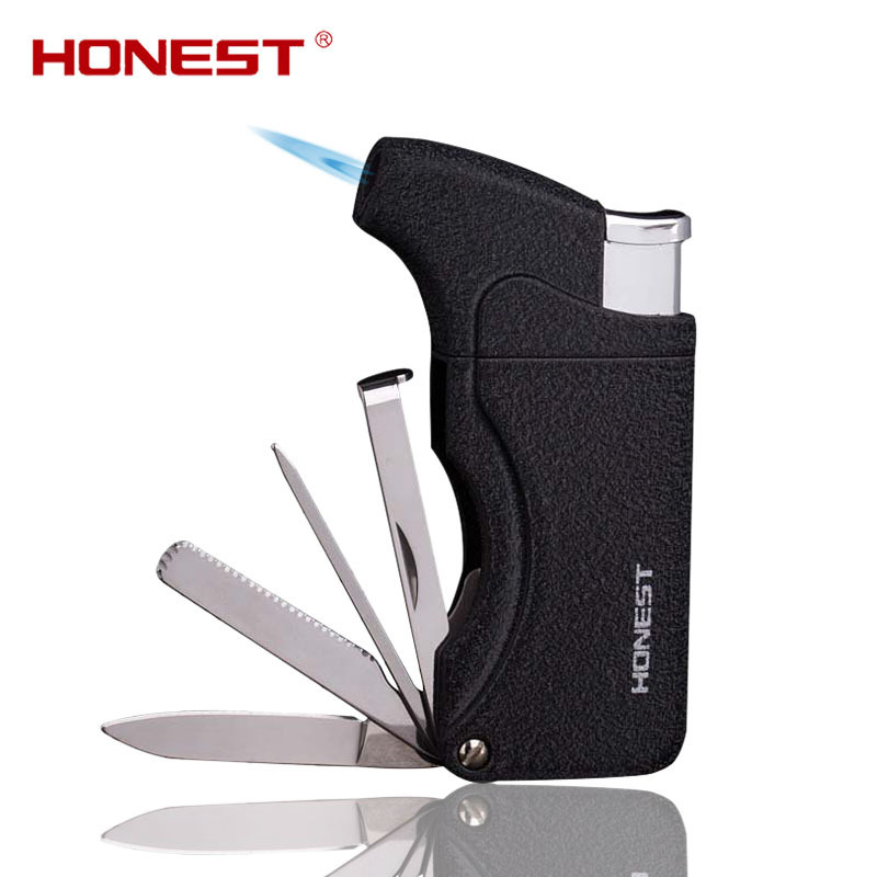 Vỏ Hột Quẹt Bật Lửa khò gas 1 tia kiêm bộ dụng cụ đa năng Honest BCZ241 thiết kế đẹp độc lạ - dùng gas cao cấp ( giao màu ngẫu nhiên )