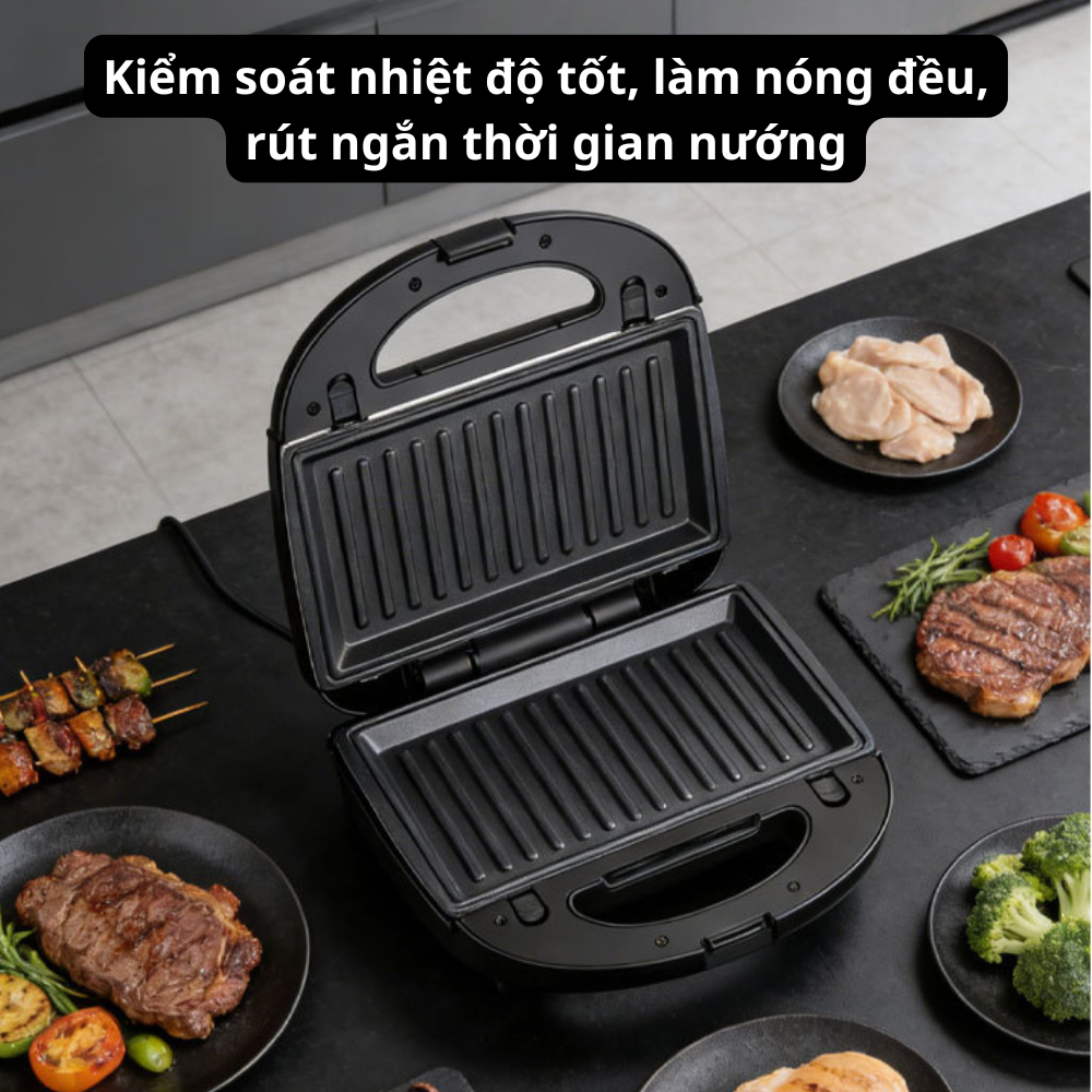 Máy kẹp nướng bánh mì 3IN1 Lumabella LB-58061 đa năng, công suất cao 750W, khay nướng chống dính cao cấp, dễ dàng tháo lắp khay, dễ dùng - DELIYA - HÀNG CHÍNH HÃNG