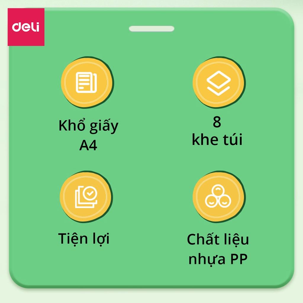 Cặp Tài Liệu File Lá Học Sinh A4 8 Ngăn Lưu Trữ Hồ Sơ Tài Liệu Chứng Từ Văn Phòng Deli - Phiên Bản Vương Nguyên YYDL - 72746