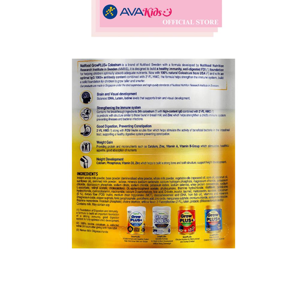 Sữa bột Nutifood GrowPLUS+ vàng 1+ (sữa non) hương vani 800g (từ 1 tuổi)