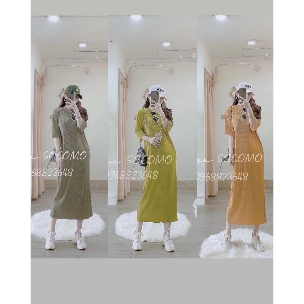 Váy Dập Ly Dáng Suông Cổ Tròn 3 Màu Siêu Xinh Socomo V442022 - Hàng loại 1, chất đẹp - Giá tốt