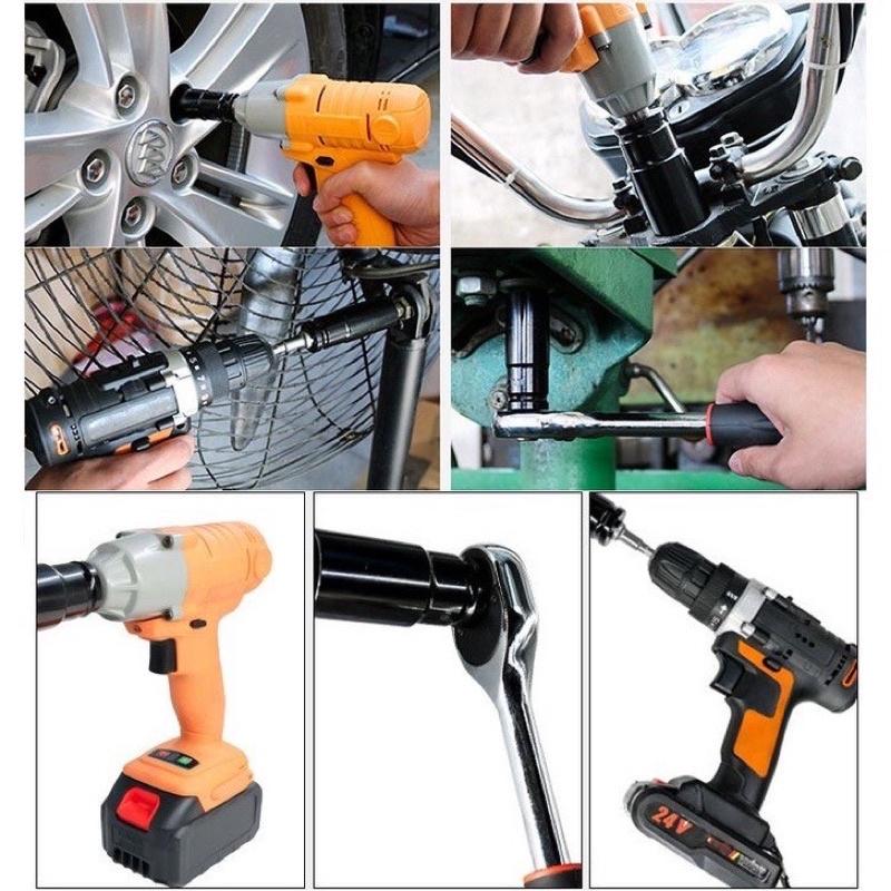 Bộ khẩu 10 chi tiết, đầu tuýp 1/2 - Dùng cho máy siết Bulong, Bộ 10 đầu khẩu thép cao cấp, chống gỉ, chống vỡ