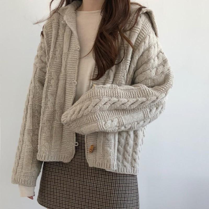 Áo khoác cardigan dệt kim màu trơn thanh lịch thời trang dành cho nữ