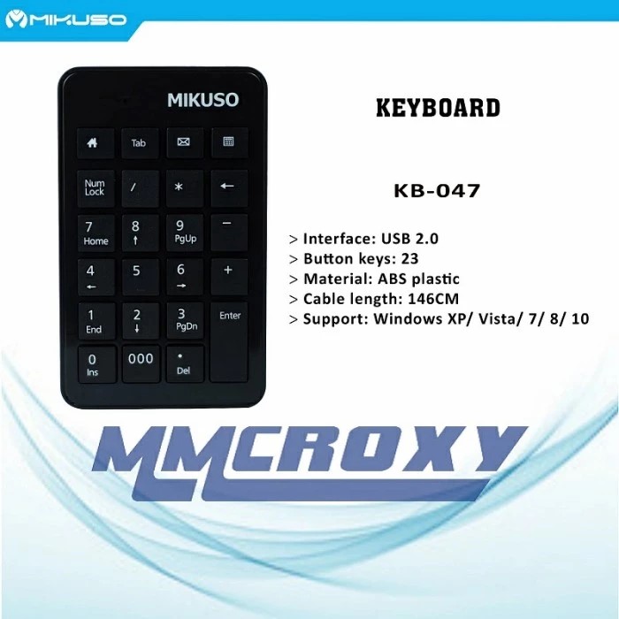 Bàn phím số mini máy tính MIKUSO KB-047 cổng USB có dây