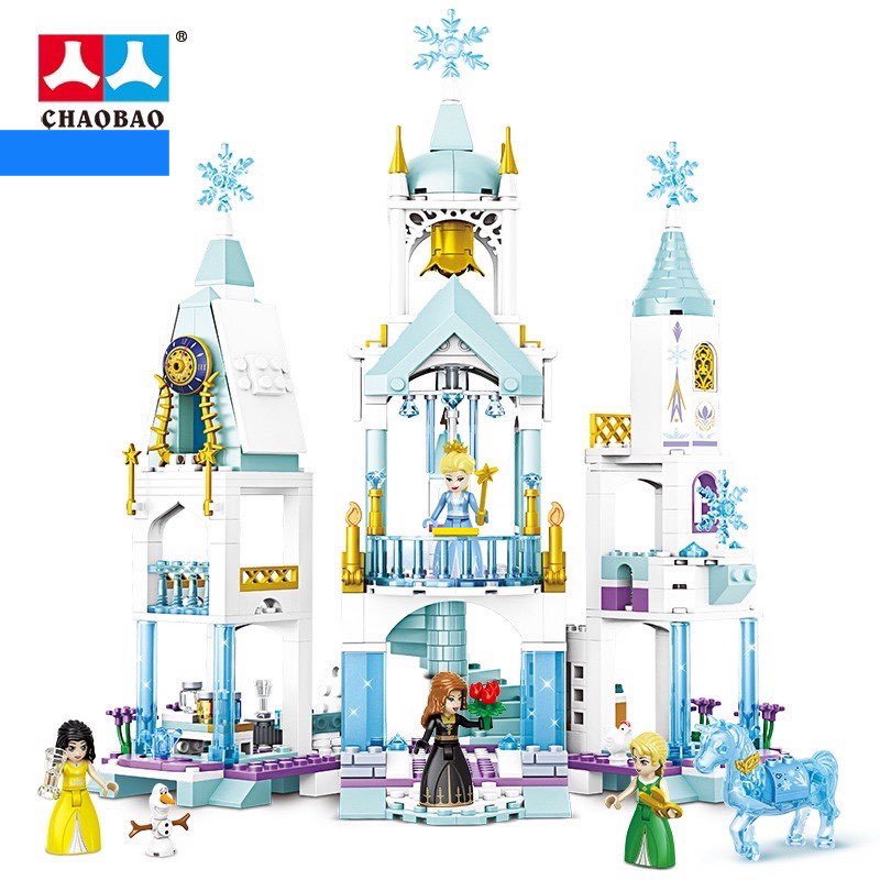 Bộ Đồ Chơi Lego con gái đồ chơi xếp hình 568 chi tiết lắp ghép lâu đài công chúa băng giá 3D