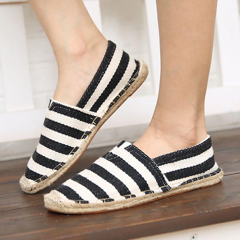Giày Lười Vải Canvas Lanh Dệt Thoáng Khí Thời Trang Cho Nam Nữ