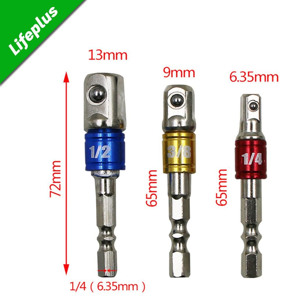 Bộ 3 đầu vặn khẩu chuôi lục thép CRV 1/2 1/4 3/8inch