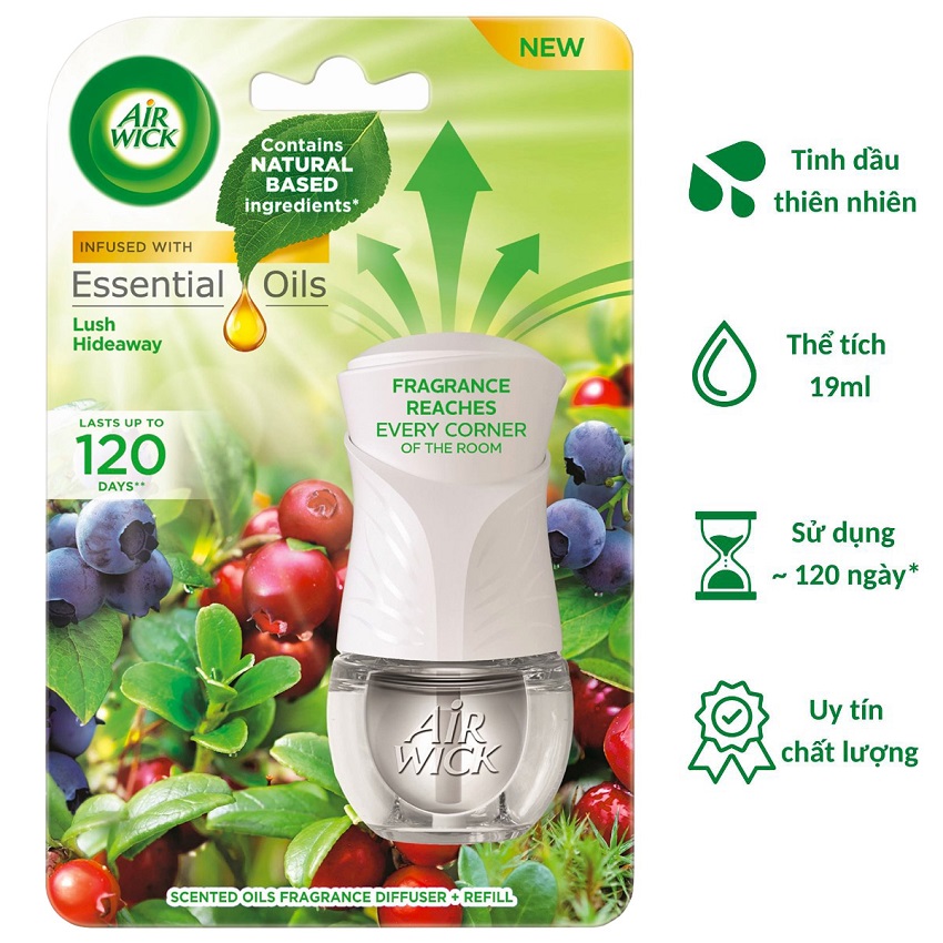 Bộ Tinh Dầu Cắm Điện Air Wick AWK2373 Lush Hideaway 19ml , sử dụng điện 220V