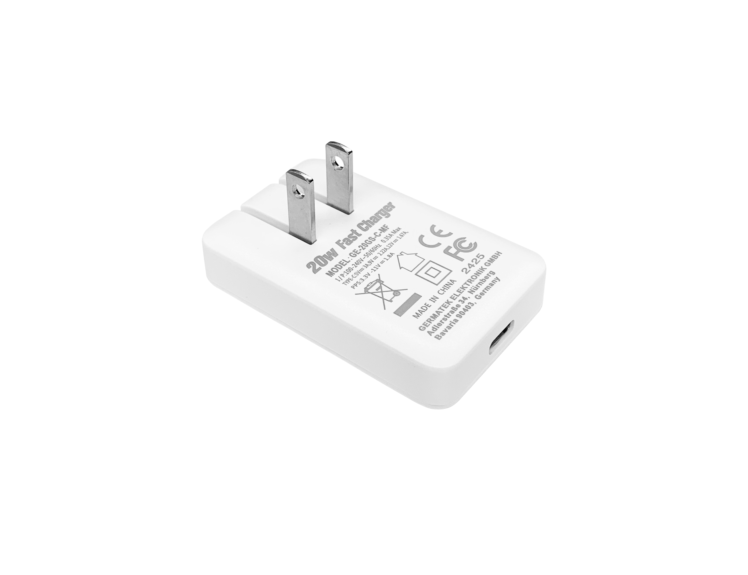 Củ sạc nhanh siêu mỏng Volwatt GE-20GS-C-MF 20W Fast Charger - Hàng Chính Hãng Full Box