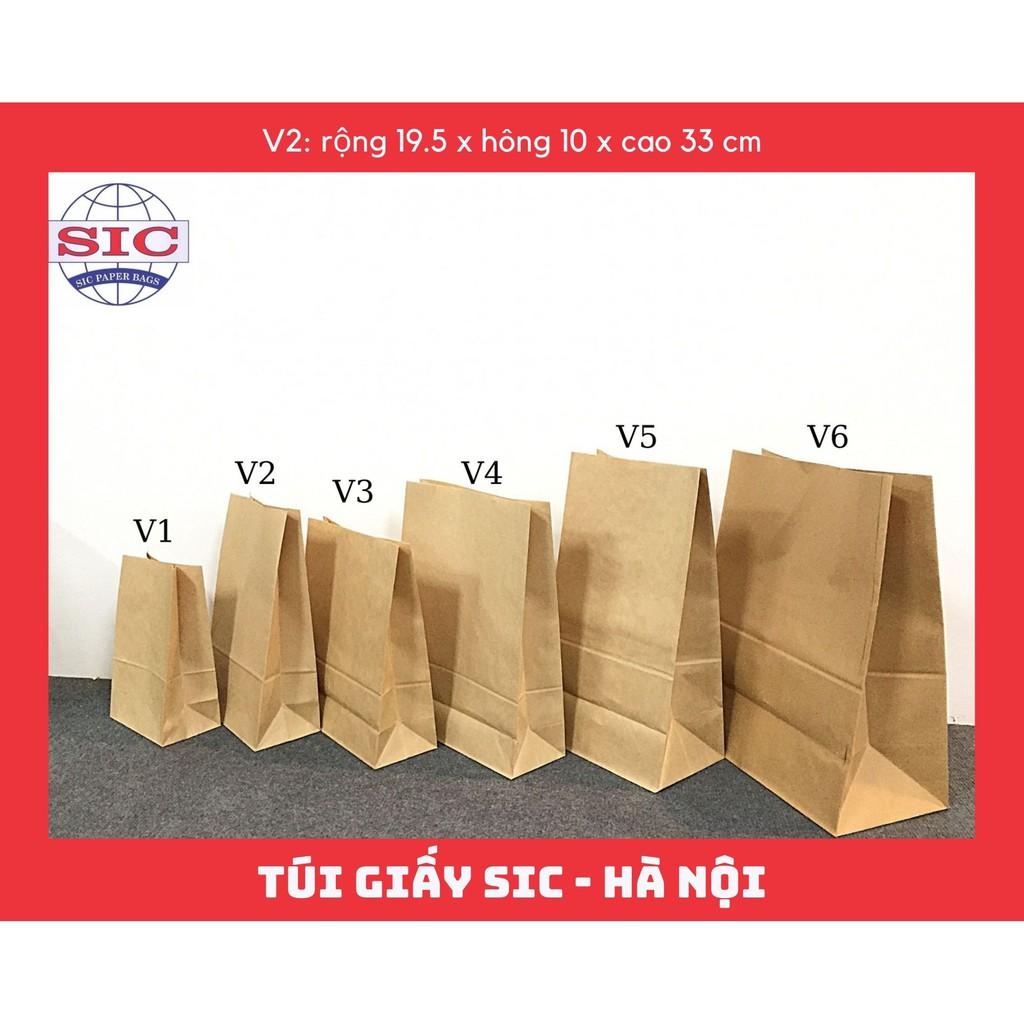 100 CHIẾC TÚI GIẤY KRAFT V2: 19.5X10X33 KHÔNG QUAI ( ẢNH THẬT)