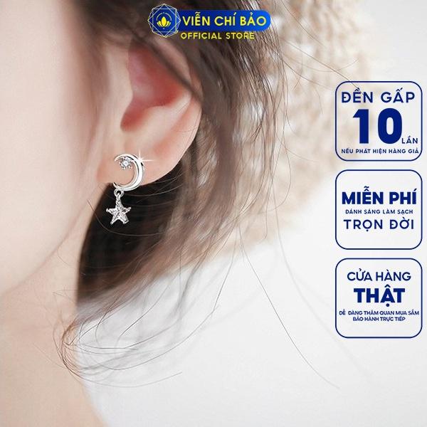Bông tai bạc nữ Trăng Sao chất liệu bạc S925 thời trang trẻ trung nữ tính thương hiệu Viễn Chí Bảo B400350