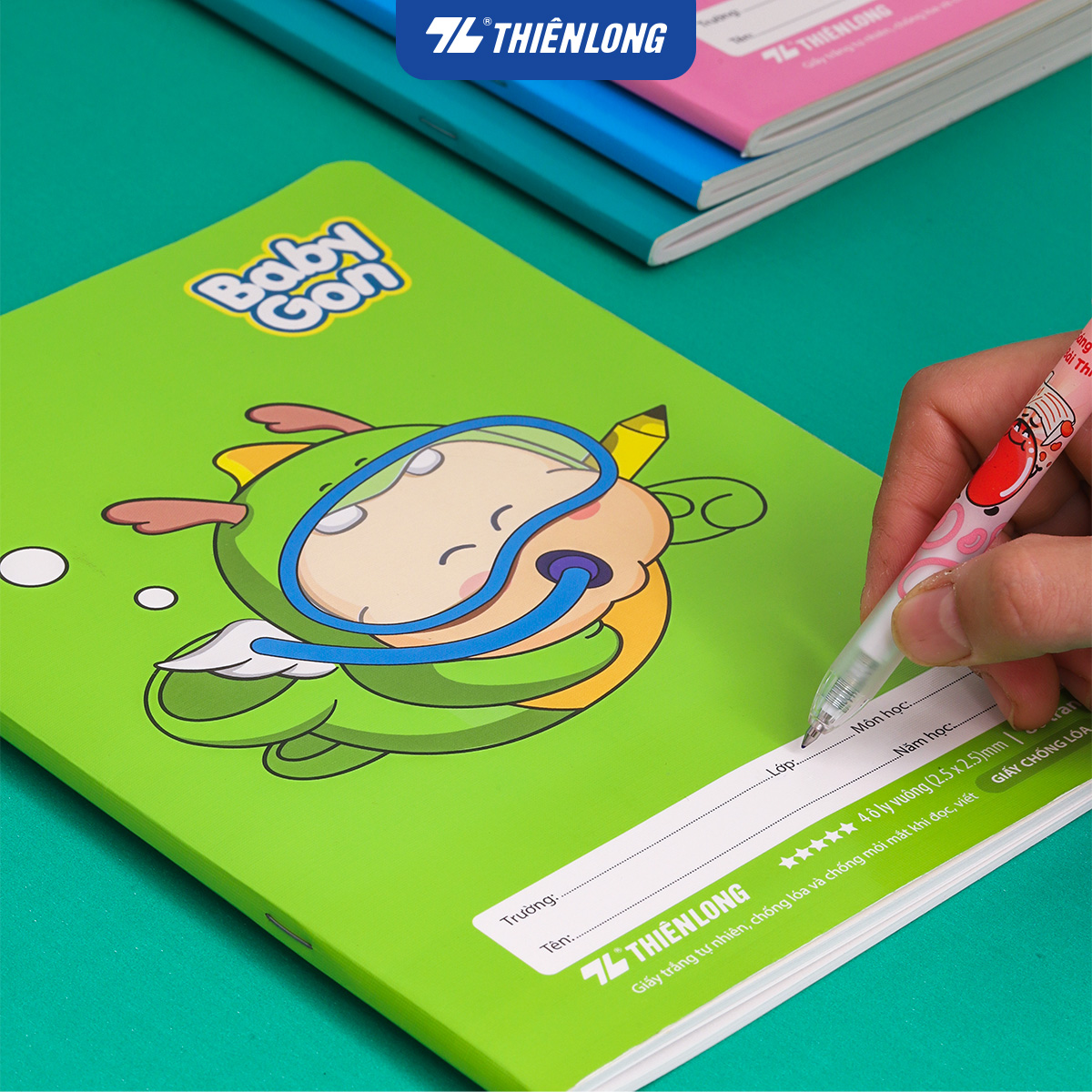 [TẶNG 01 CUỐN] Combo 5 Tập học sinh 80 trang 4 ô ly vuông 2.5mm 100gsm NB-123 Thiên Long - Mẫu ngẫu nhiên