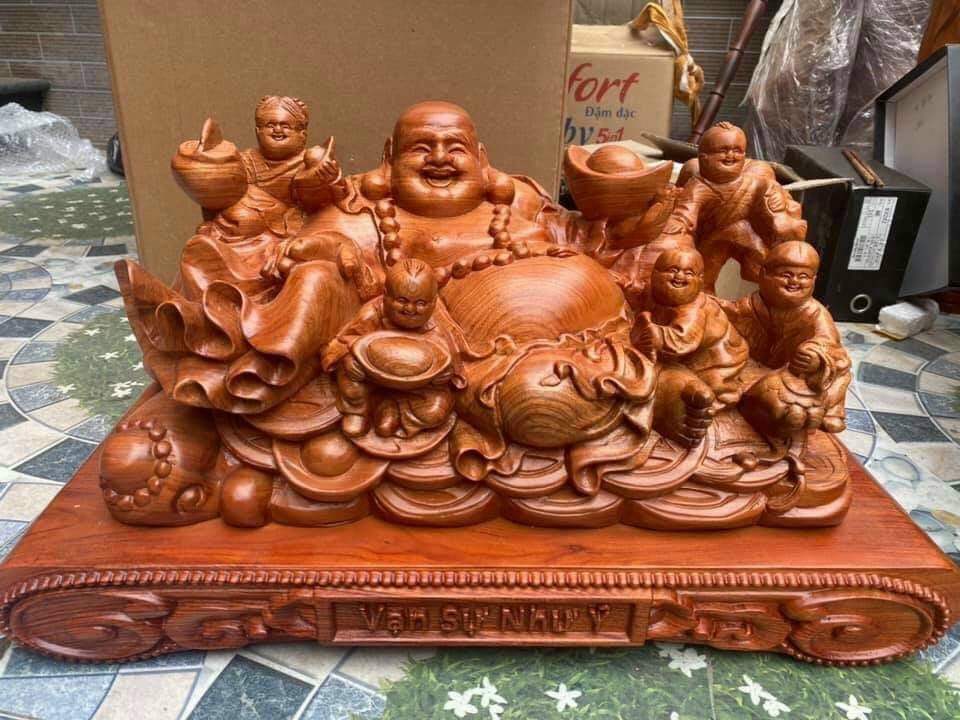 Tượng phật Di lặc ngũ phúc gỗ hương
