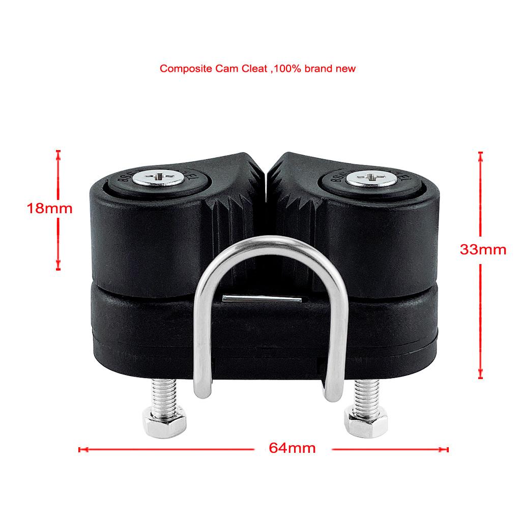 6Pcs Black Sailboat Cam Cleat Kayak Anchor Cam Cleat with Leading Ring
