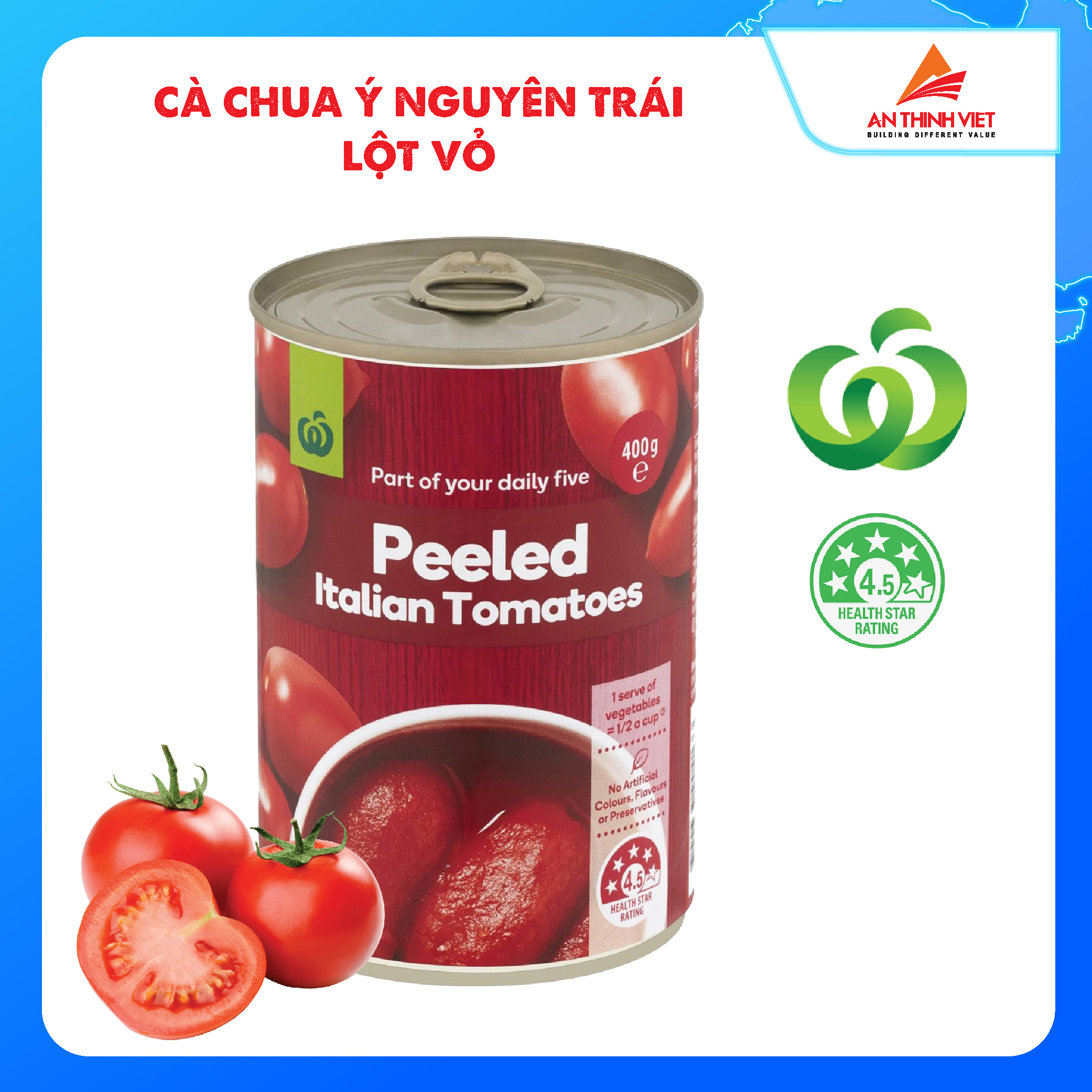 Cà Chua Ý nguyên trái lột vỏ - Woolworths Italian Peeled Tomatoes 400g