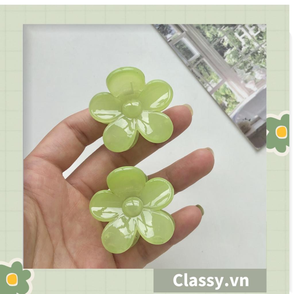 Kẹp tóc càng cua Classy cỡ nhỏ hình bông hoa màu xanh PK1170