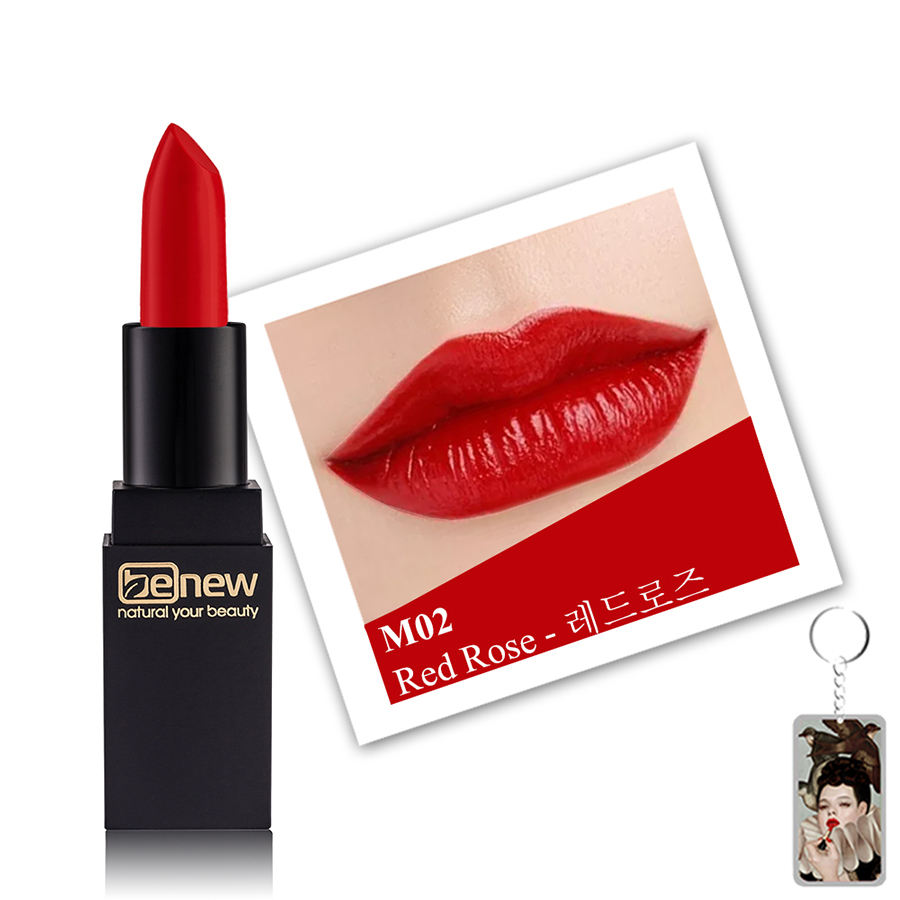 Son lì lâu trôi Benew Delux Matte Hàn Quốc 3.5g # M02 Real Rose tặng kèm móc khóa