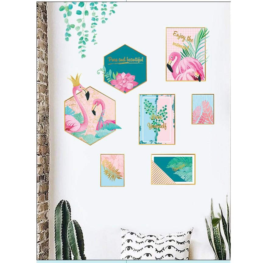 Decal trang trí tường Khung ảnh Bắc Âu Hồng Hạc